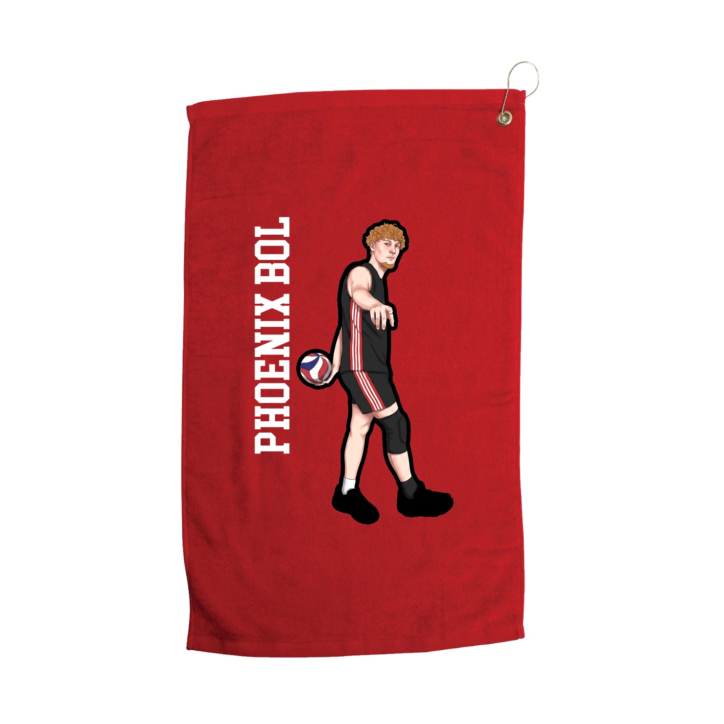 Golf Towel — Name Vertical in Red