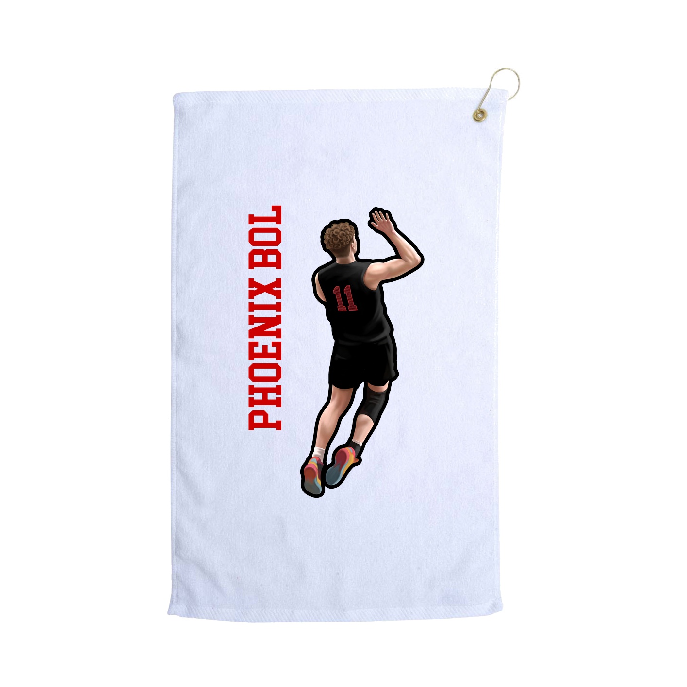 Golf Towel — Name Vertical in White