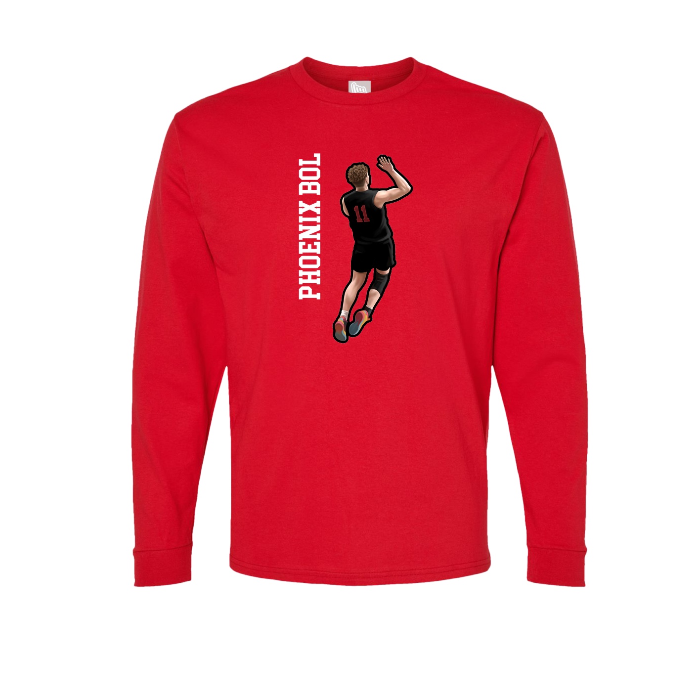 Long Sleeve Tee — Name Vertical in Red