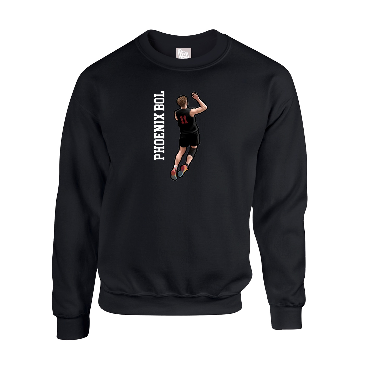 Fleece Crew — Name Vertical in Black