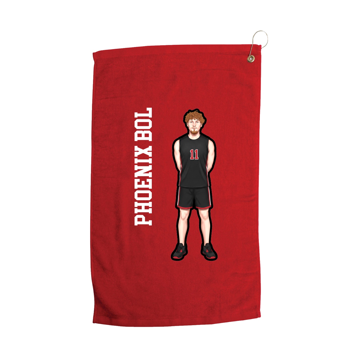 Golf Towel — Name Vertical in Red
