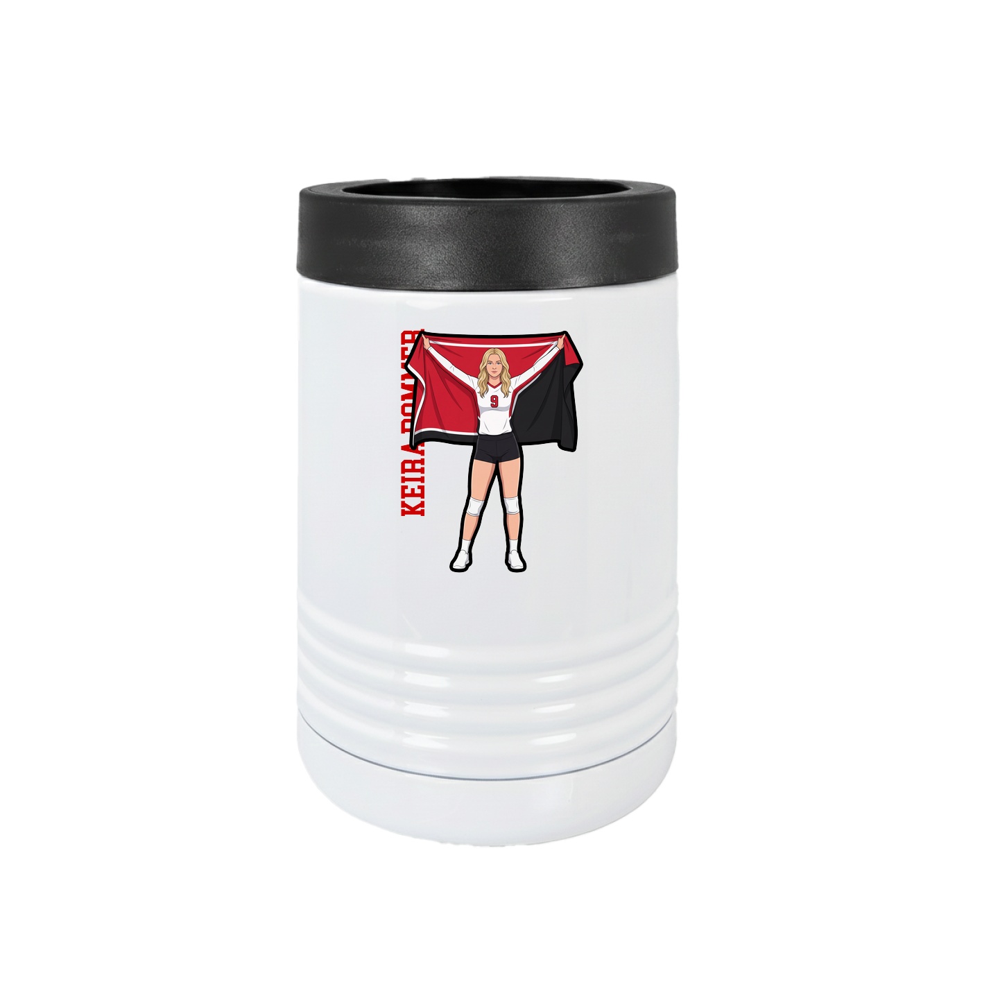 Beverage Holder — Name Vertical in White