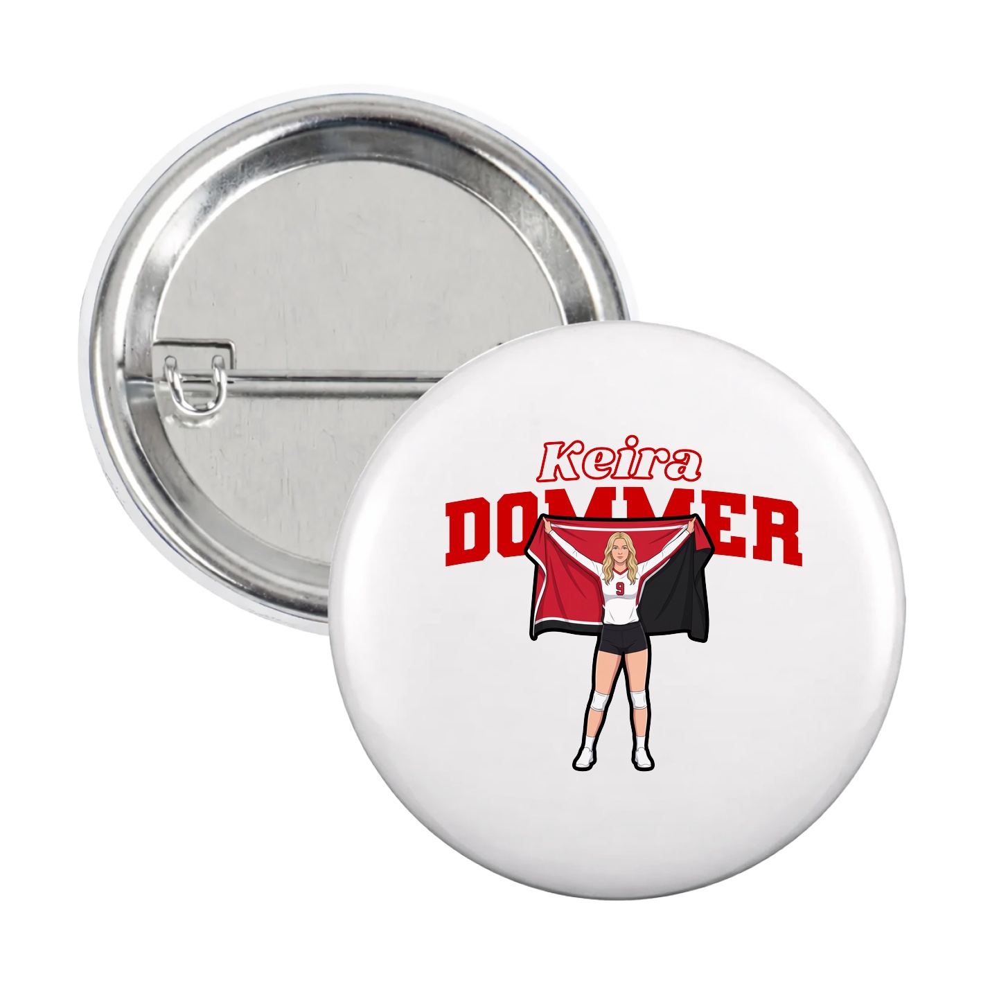Game Day Button — Name Arch in White