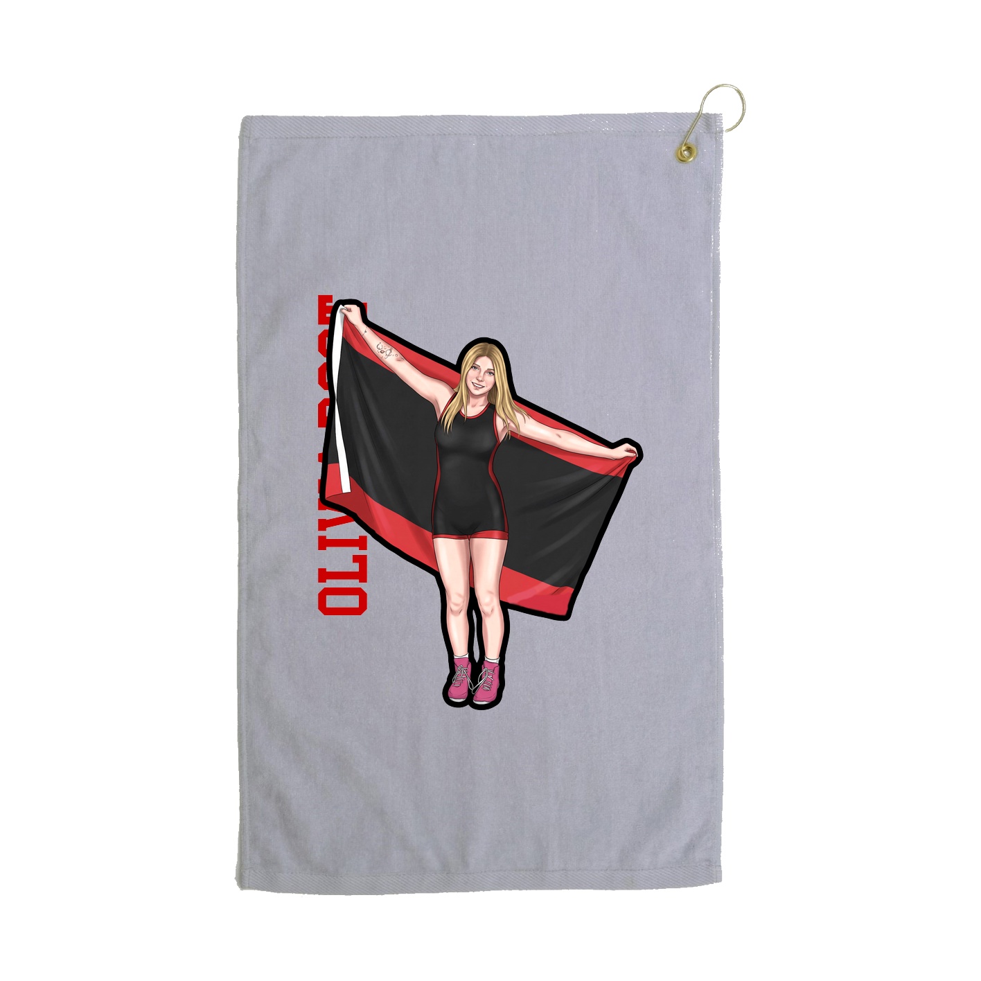 Golf Towel — Name Vertical in Grey