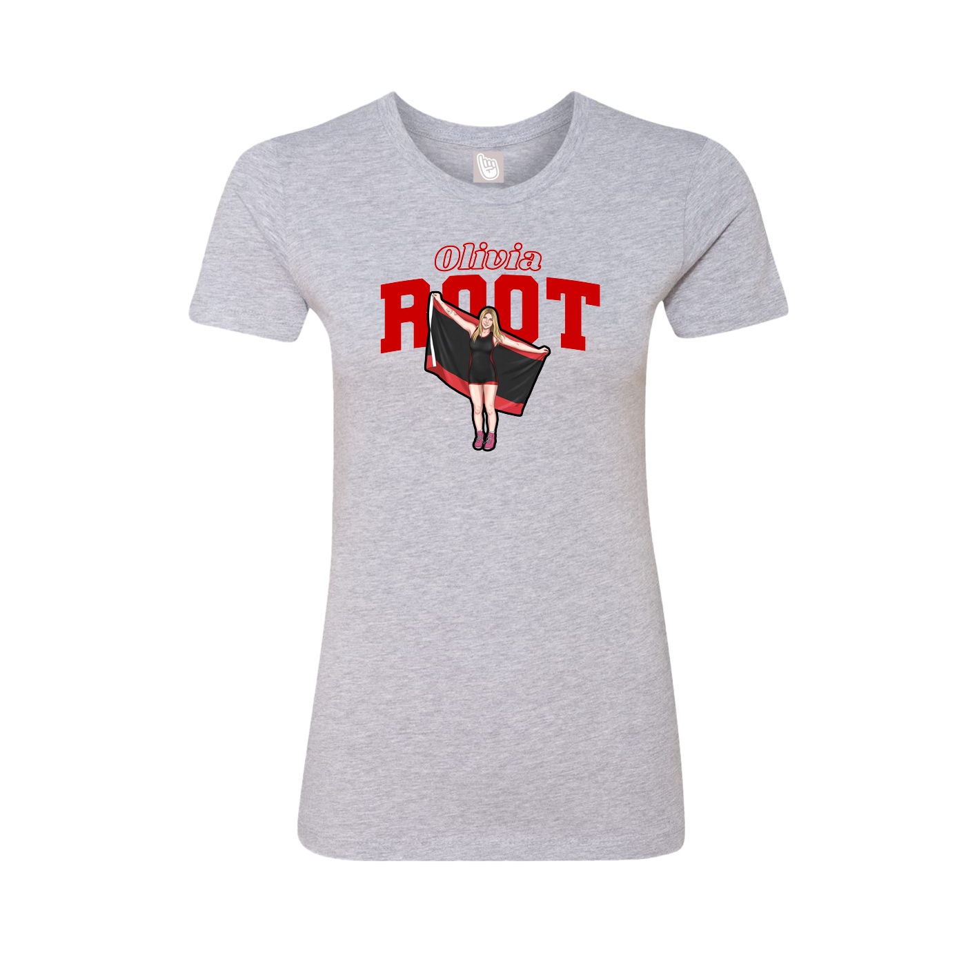 Fitted Women's Tee — Name Arch in Grey