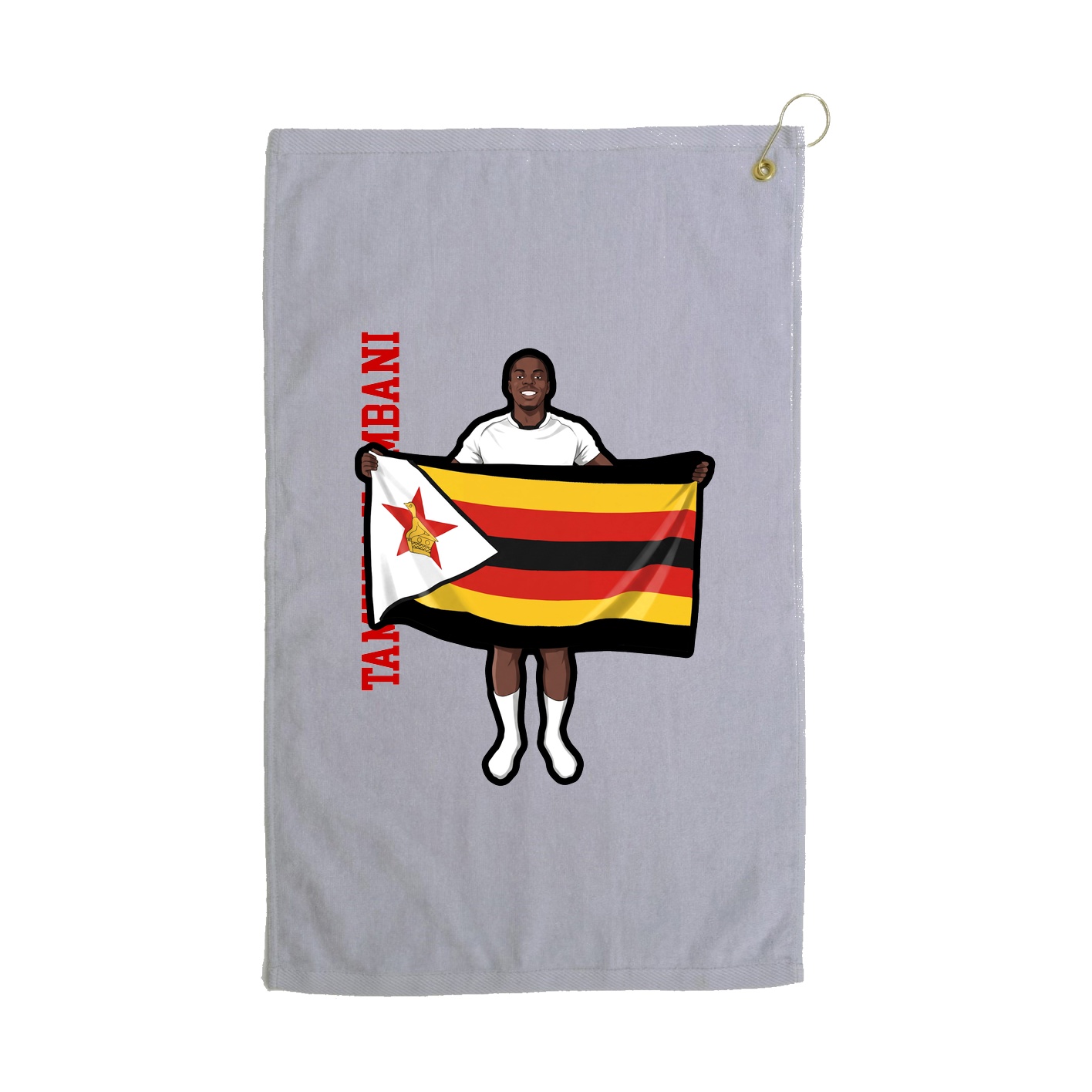 Golf Towel — Name Vertical in Grey