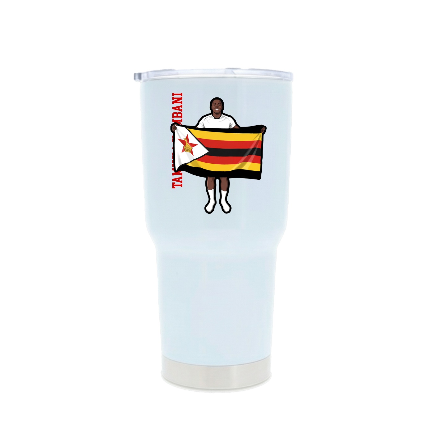 30oz Stainless Steel Tumbler — Name Vertical in White
