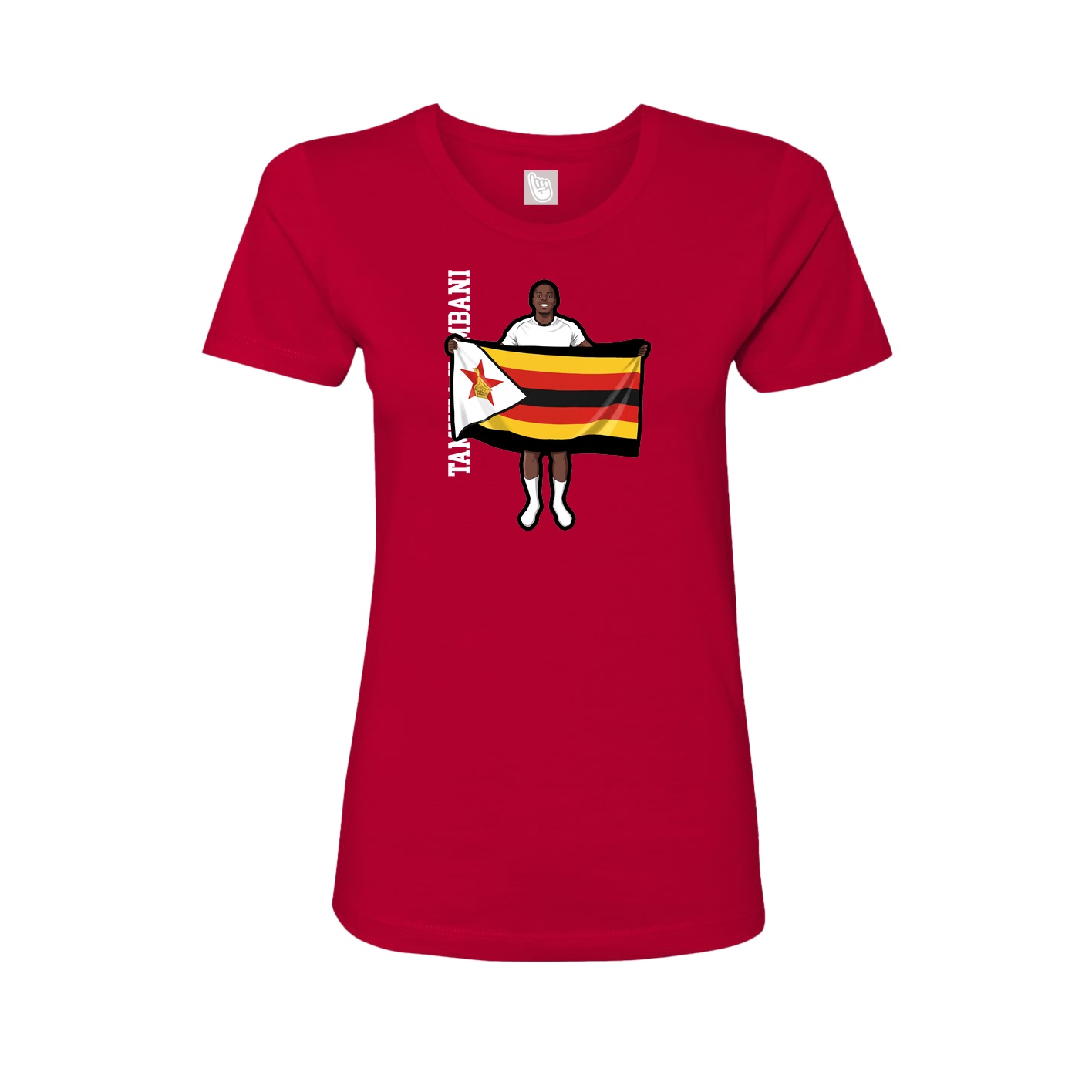 Fitted Women's Tee — Name Vertical in Red