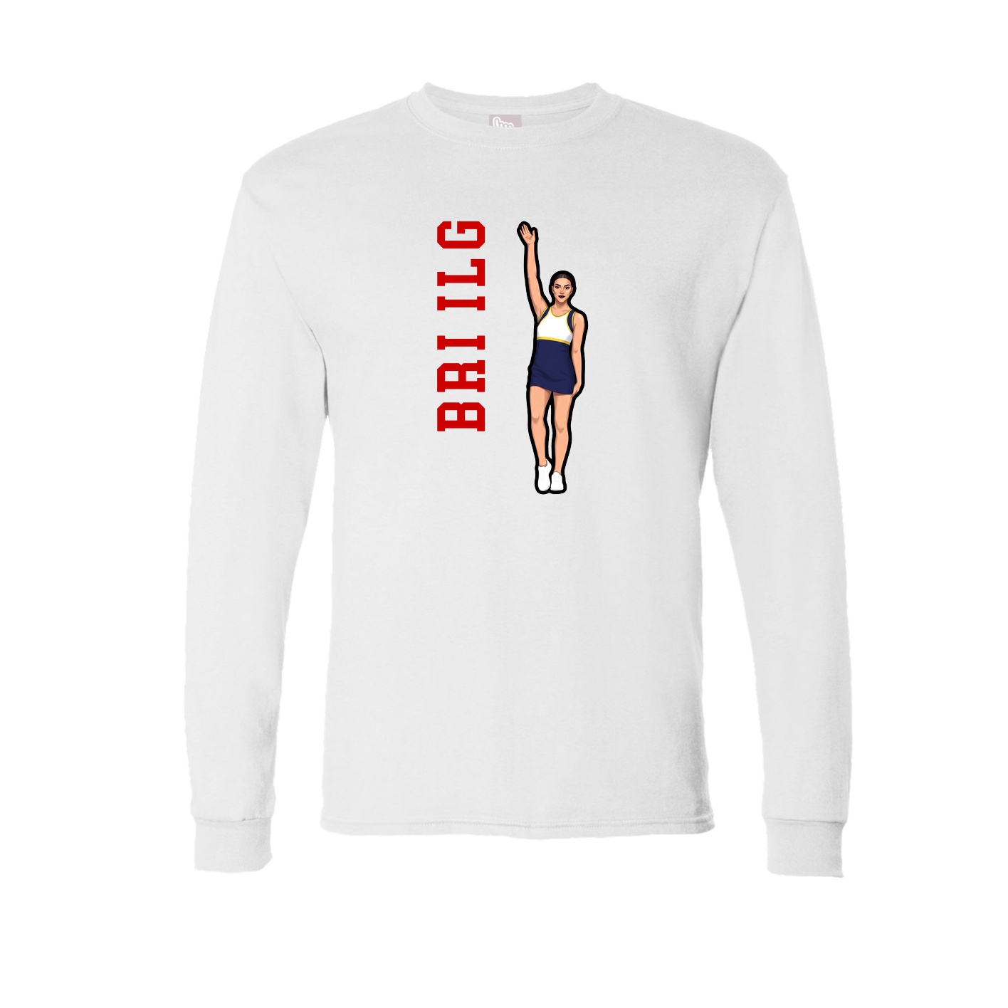 Long Sleeve Tee — Name Vertical in White