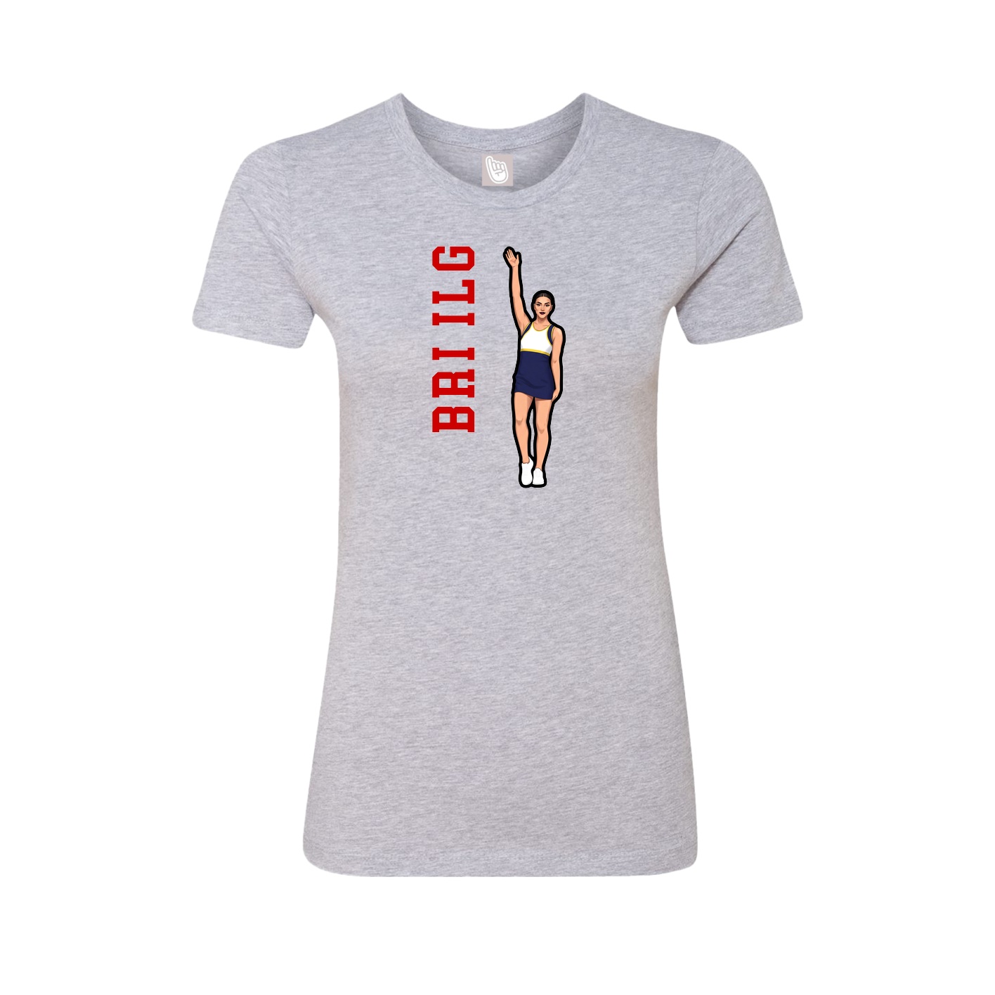 Fitted Women's Tee — Name Vertical in Grey