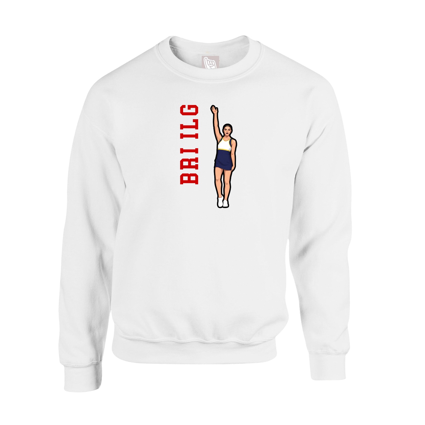 Fleece Crew — Name Vertical in White