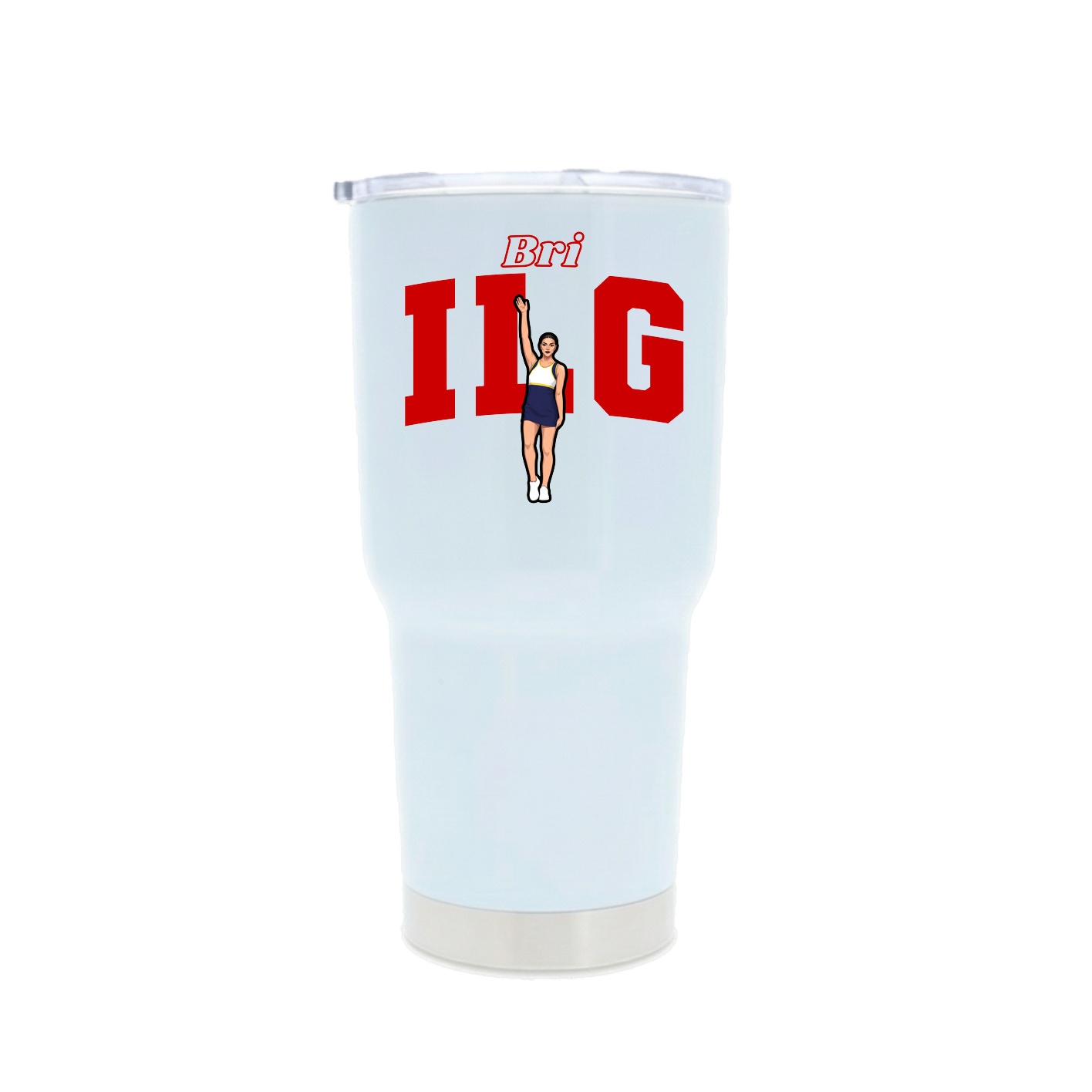 30oz Stainless Steel Tumbler — Name Arch in White
