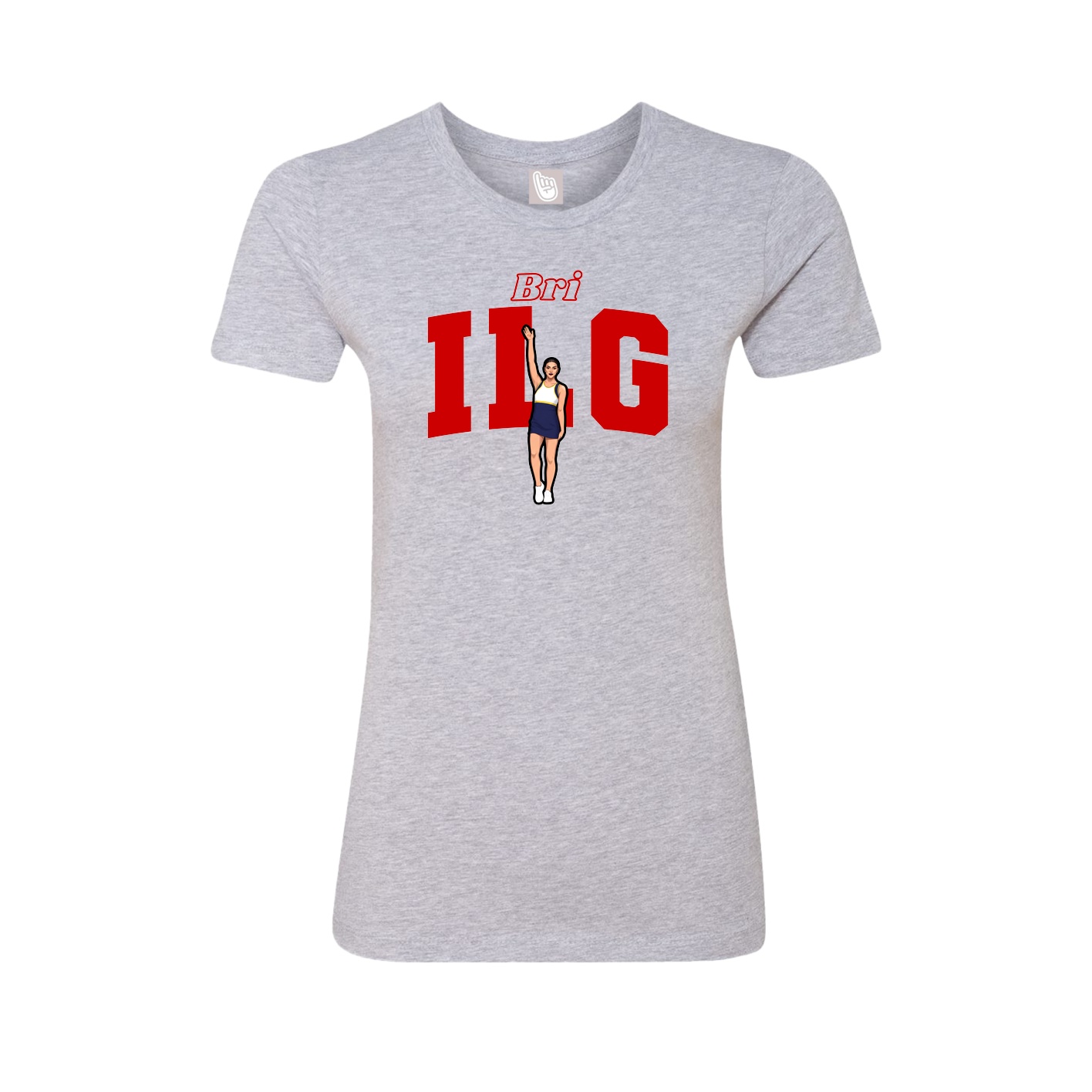Fitted Women's Tee — Name Arch in Grey