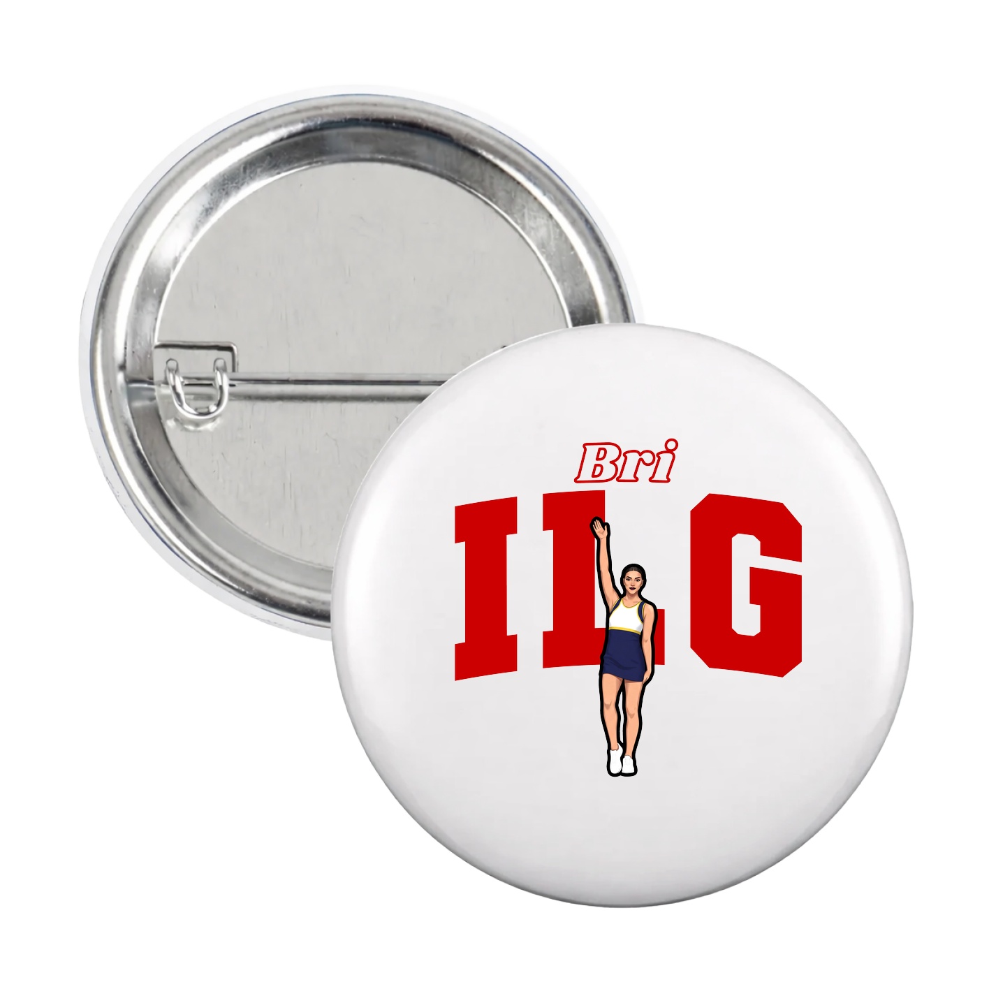 Game Day Button — Name Arch in White