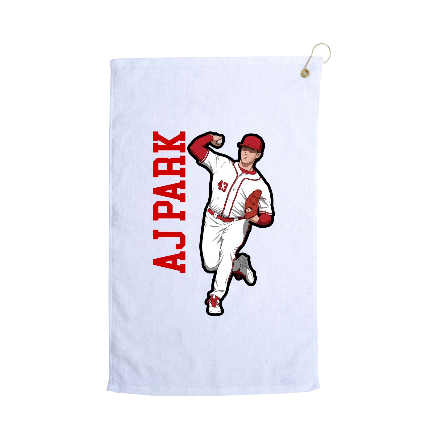 Golf Towel — Name Vertical in White