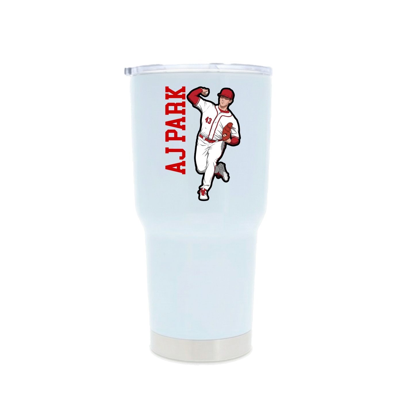 30oz Stainless Steel Tumbler — Name Vertical in White