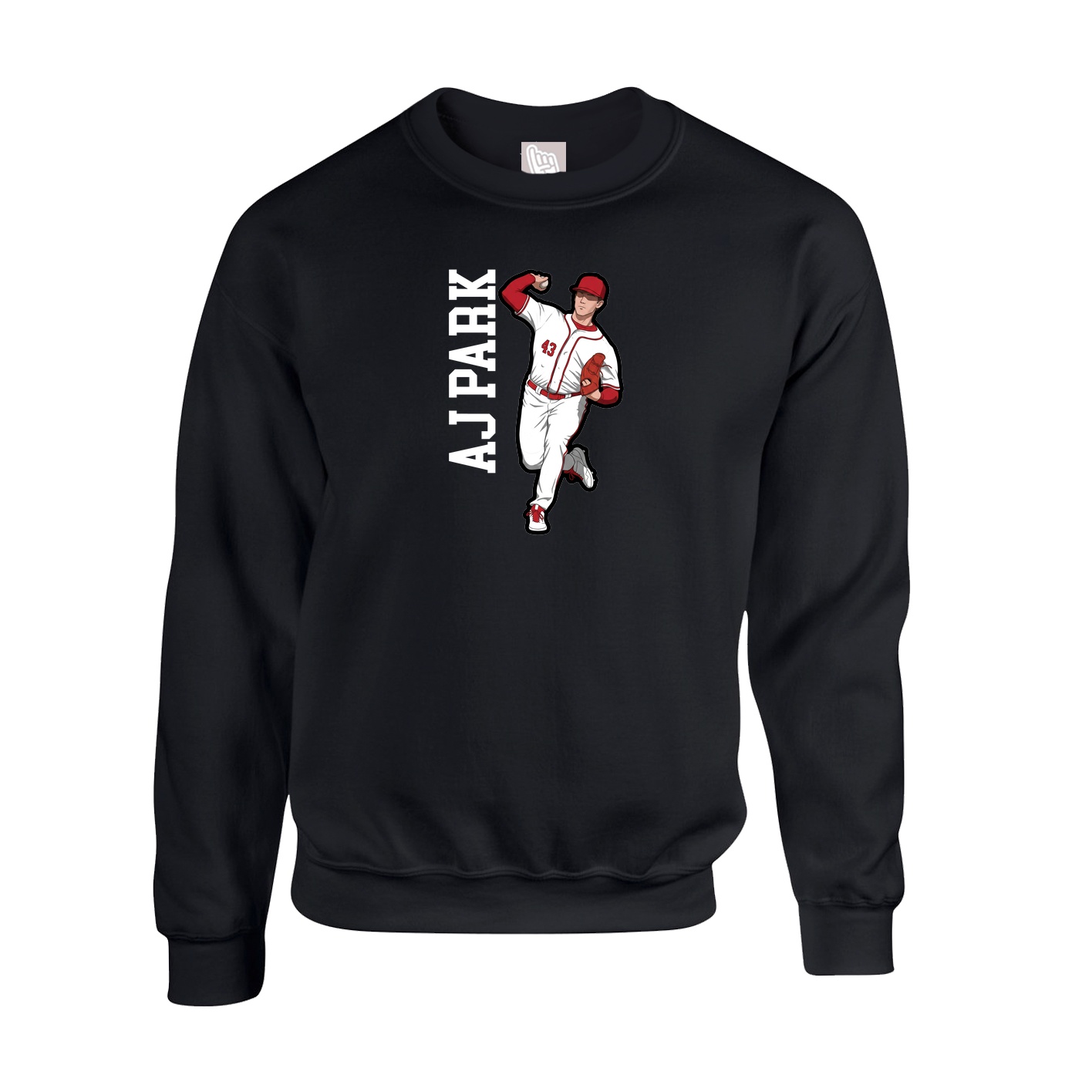Fleece Crew — Name Vertical in Black