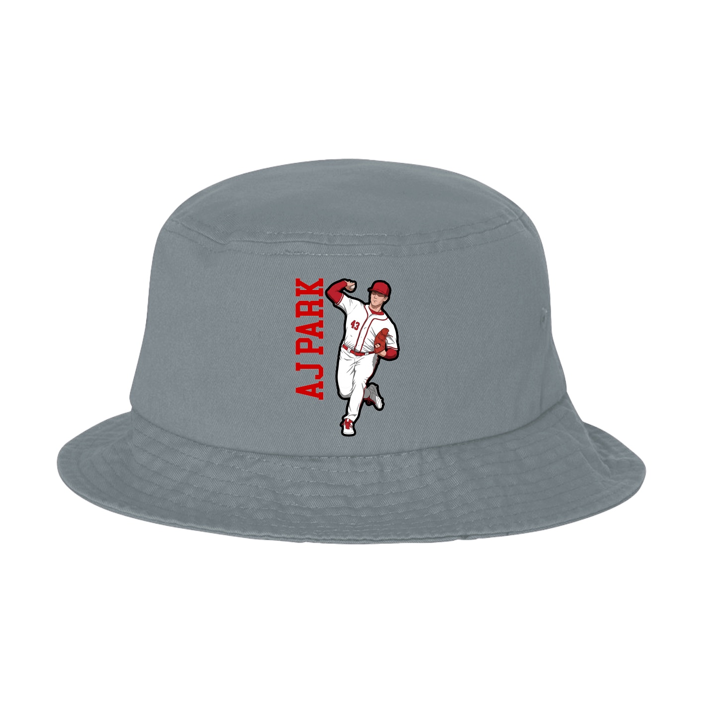 Bucket Cap — Name Vertical in Grey