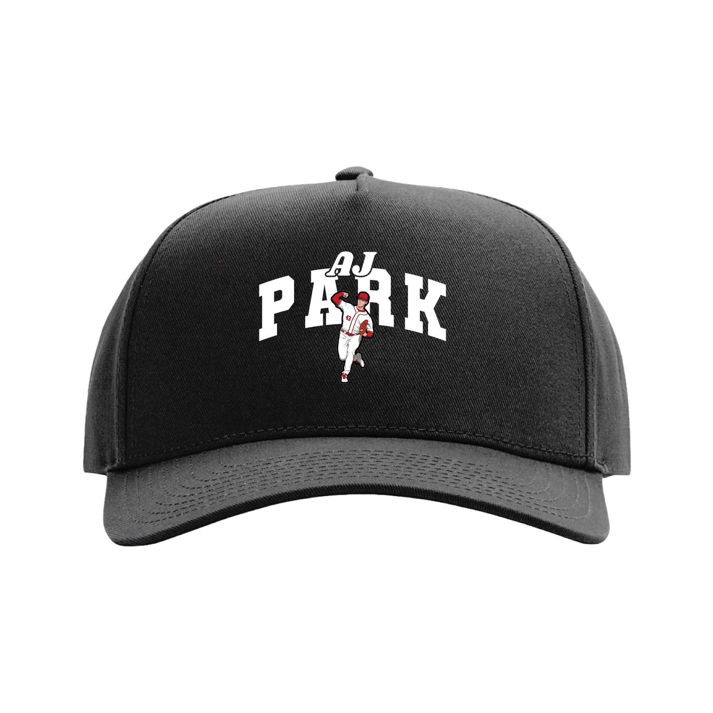 Full Fabric Five-Panel Champ Cap — Signature Arch in Black