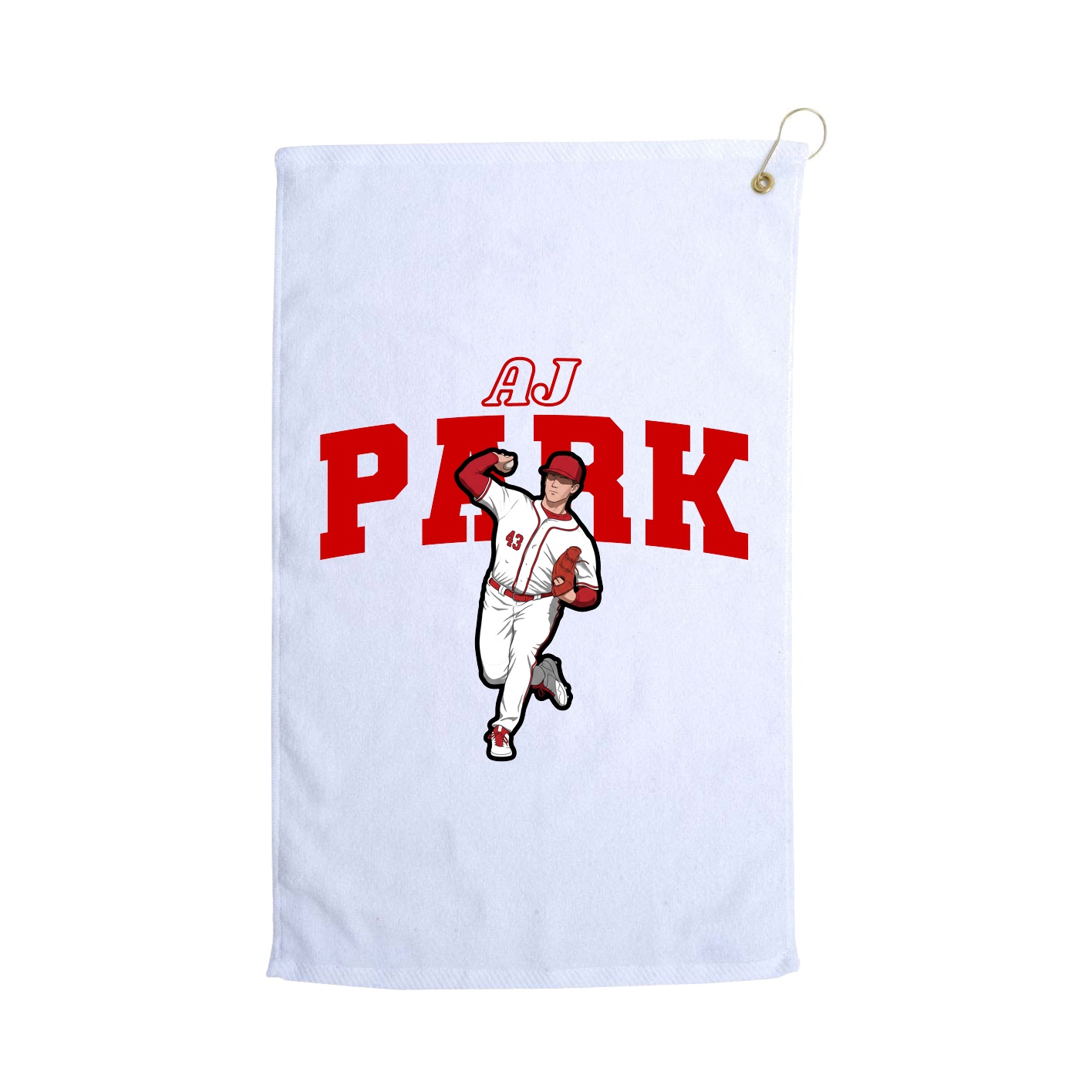 Golf Towel — Name Arch in White