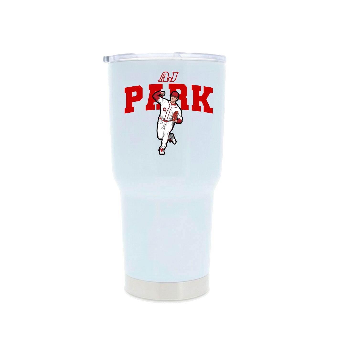 30oz Stainless Steel Tumbler — Name Arch in White