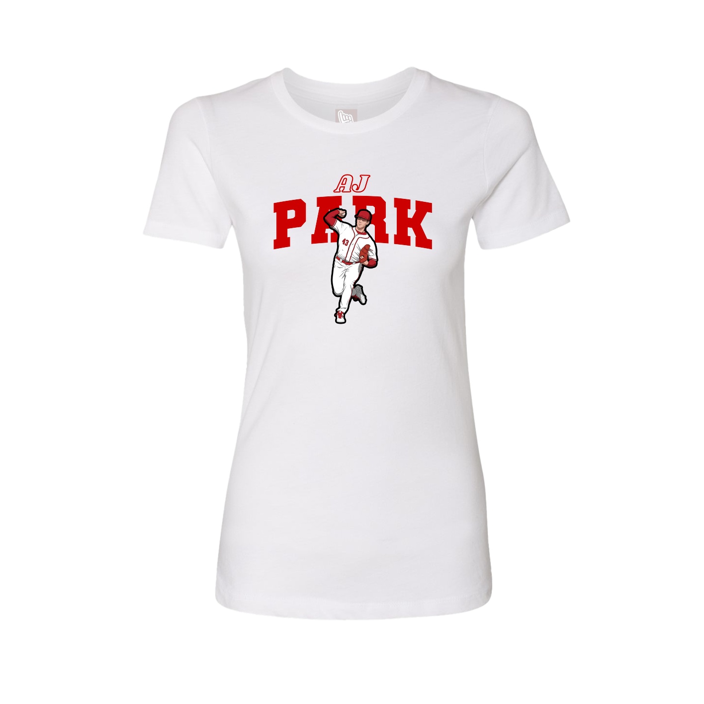 Fitted Women's Tee — Name Arch in White