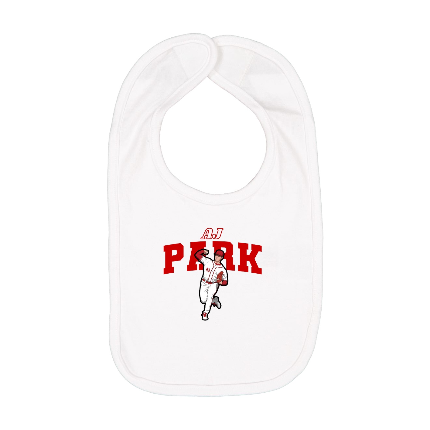 Infant Bib — Name Arch in White