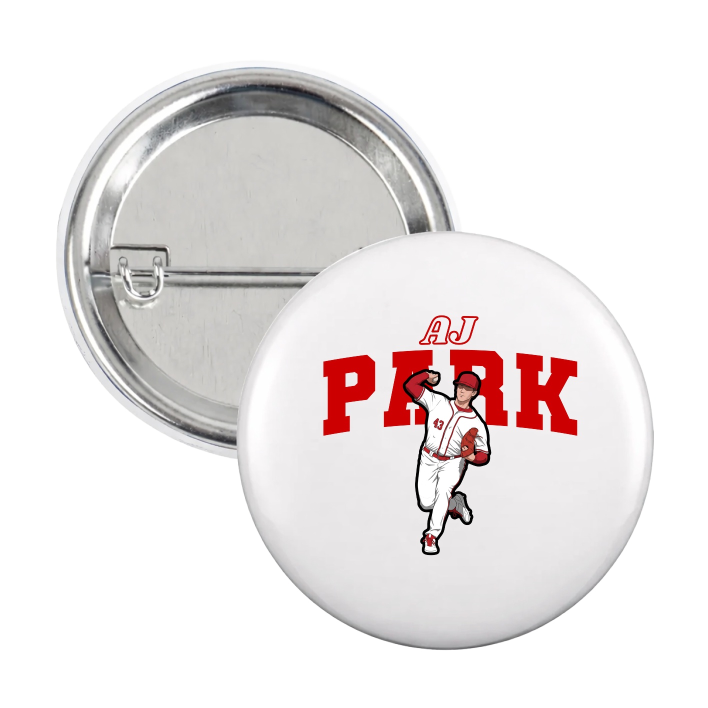 Game Day Button — Name Arch in White