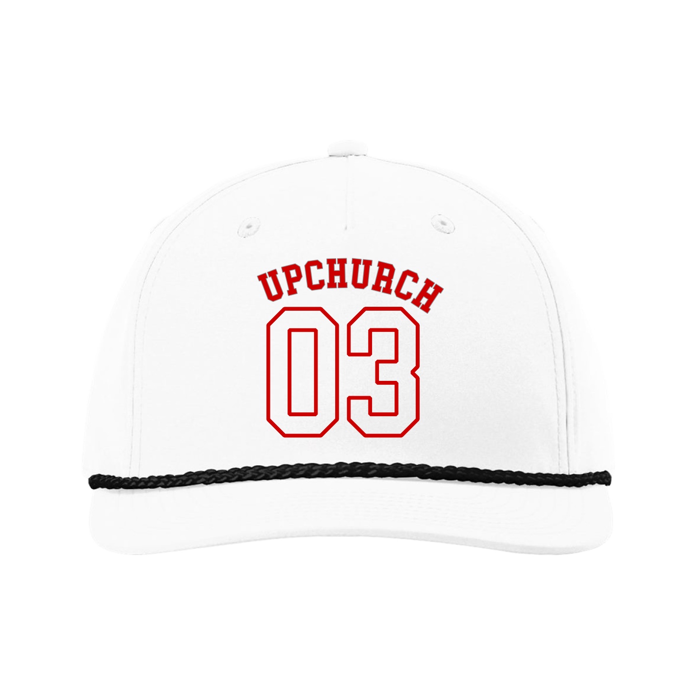 Five-Panel Classic Rope Cap — Shirsey Arch in White