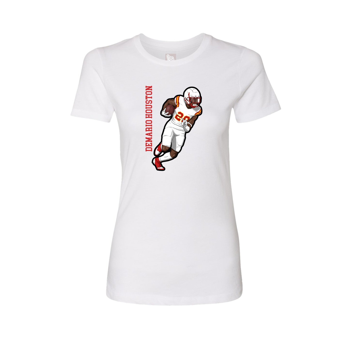 Womens Tee — Name Vertical in White