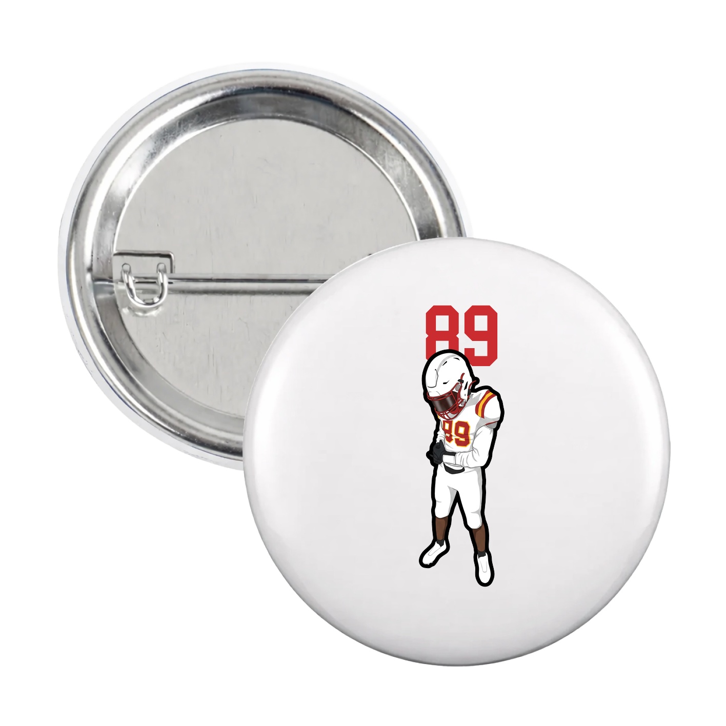 Game Day Button — Number Top in White