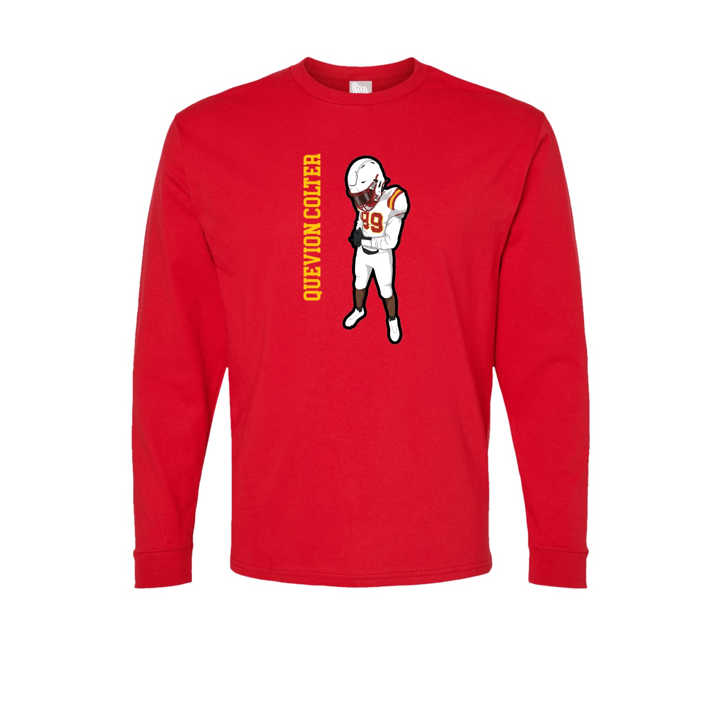 Long Sleeve Tee — Name Vertical in Red