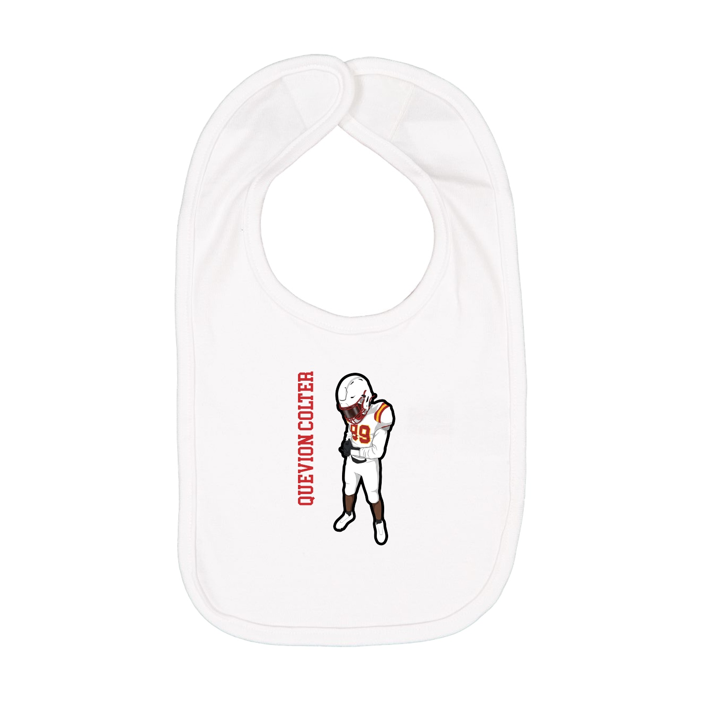 Infant Bib — Name Vertical in White