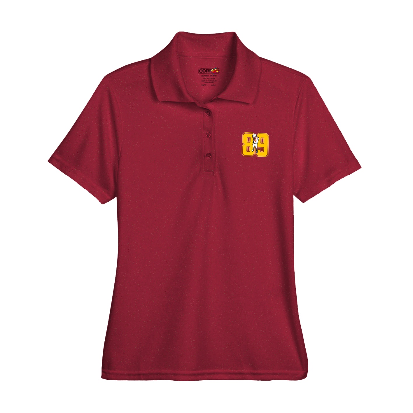 Womens Performance Polo — Number in Red
