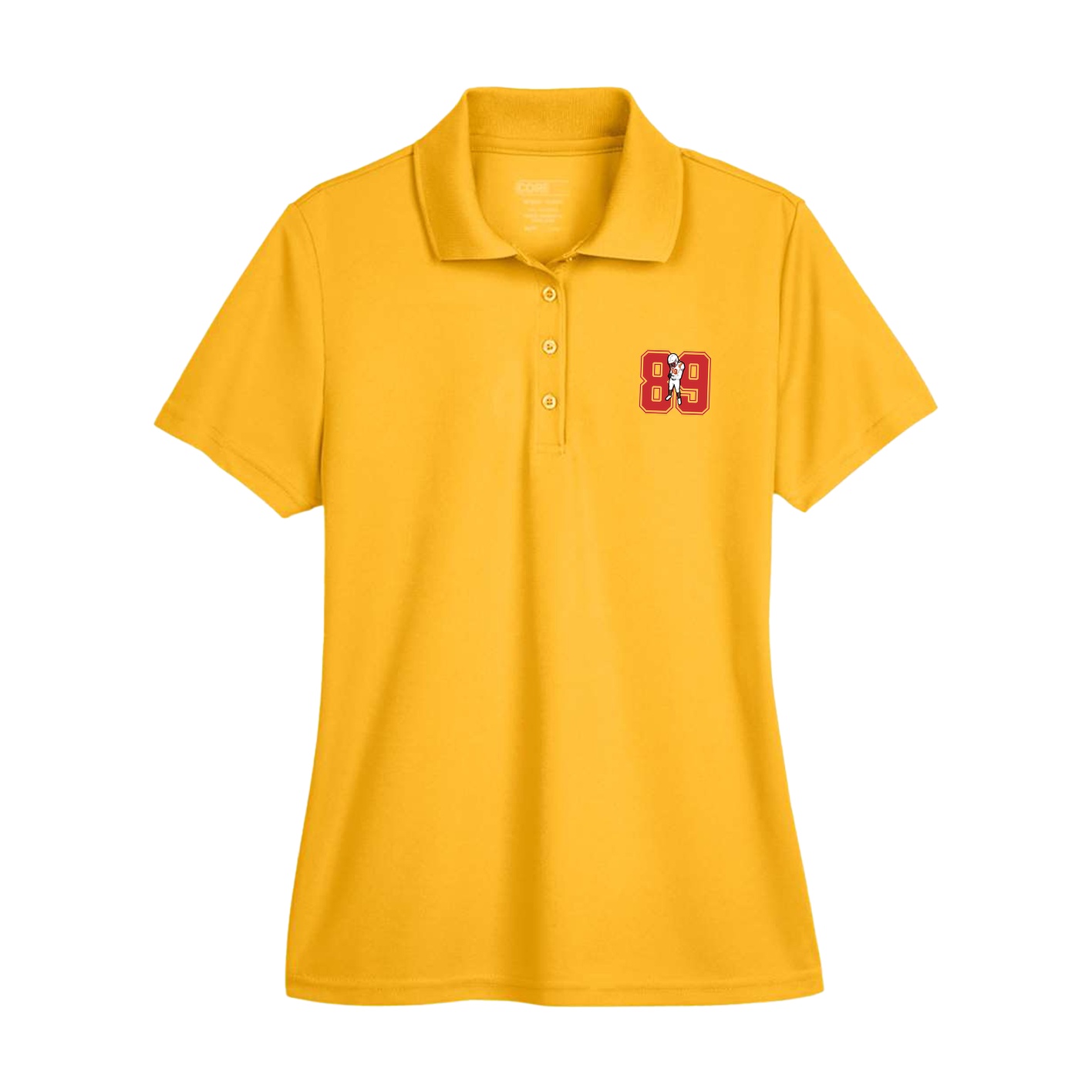 Womens Performance Polo — Number in Gold