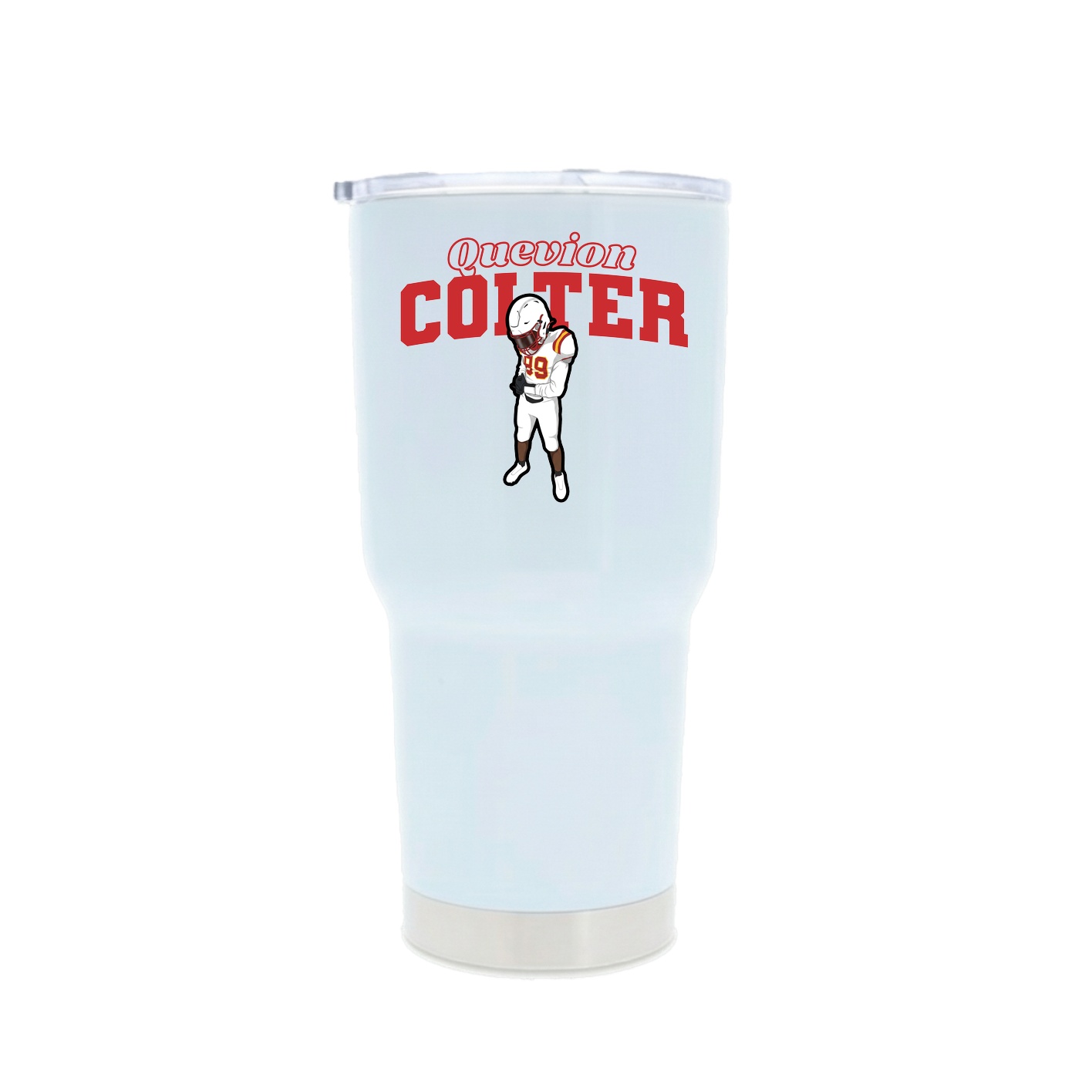30oz Stainless Steel Tumbler — Name Arch in White