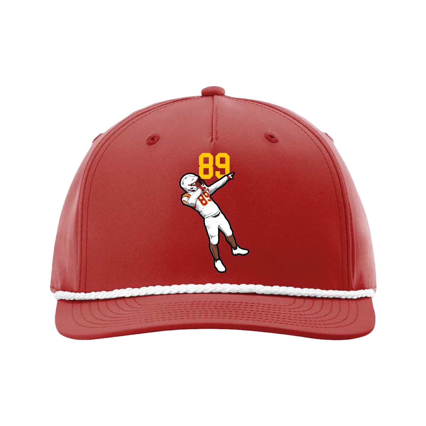 Five-Panel Classic Rope Cap — Number Top in Red