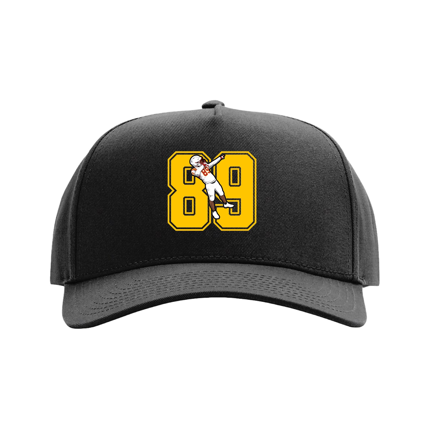 Full Fabric Five-Panel Champ Cap — Number in Black