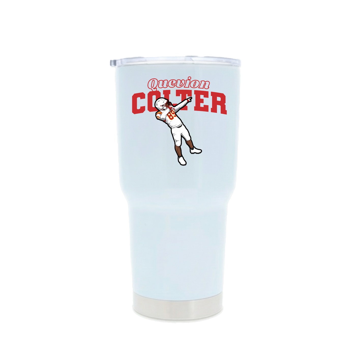 30oz Stainless Steel Tumbler — Name Arch in White