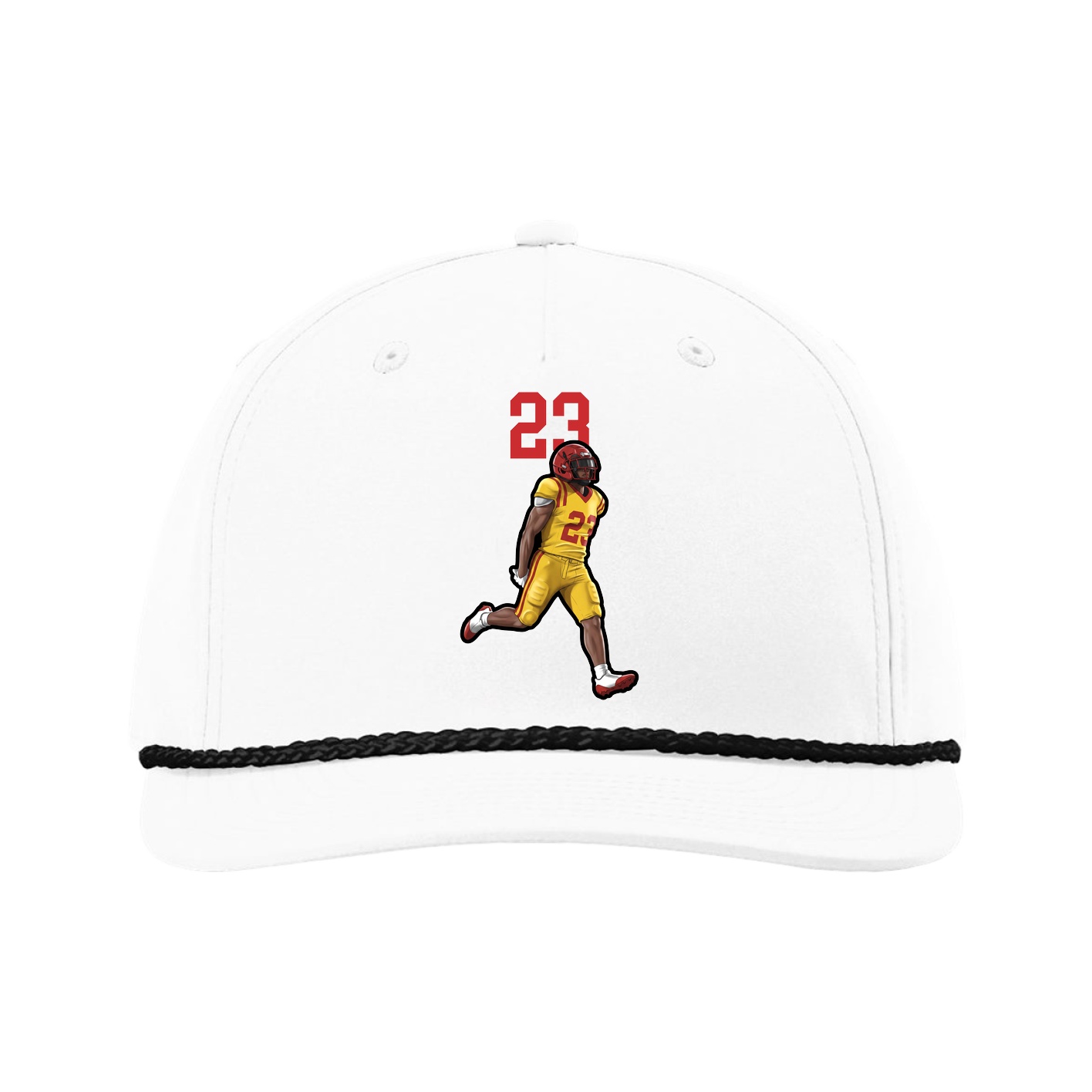 Five-Panel Classic Rope Cap — Number Top in White