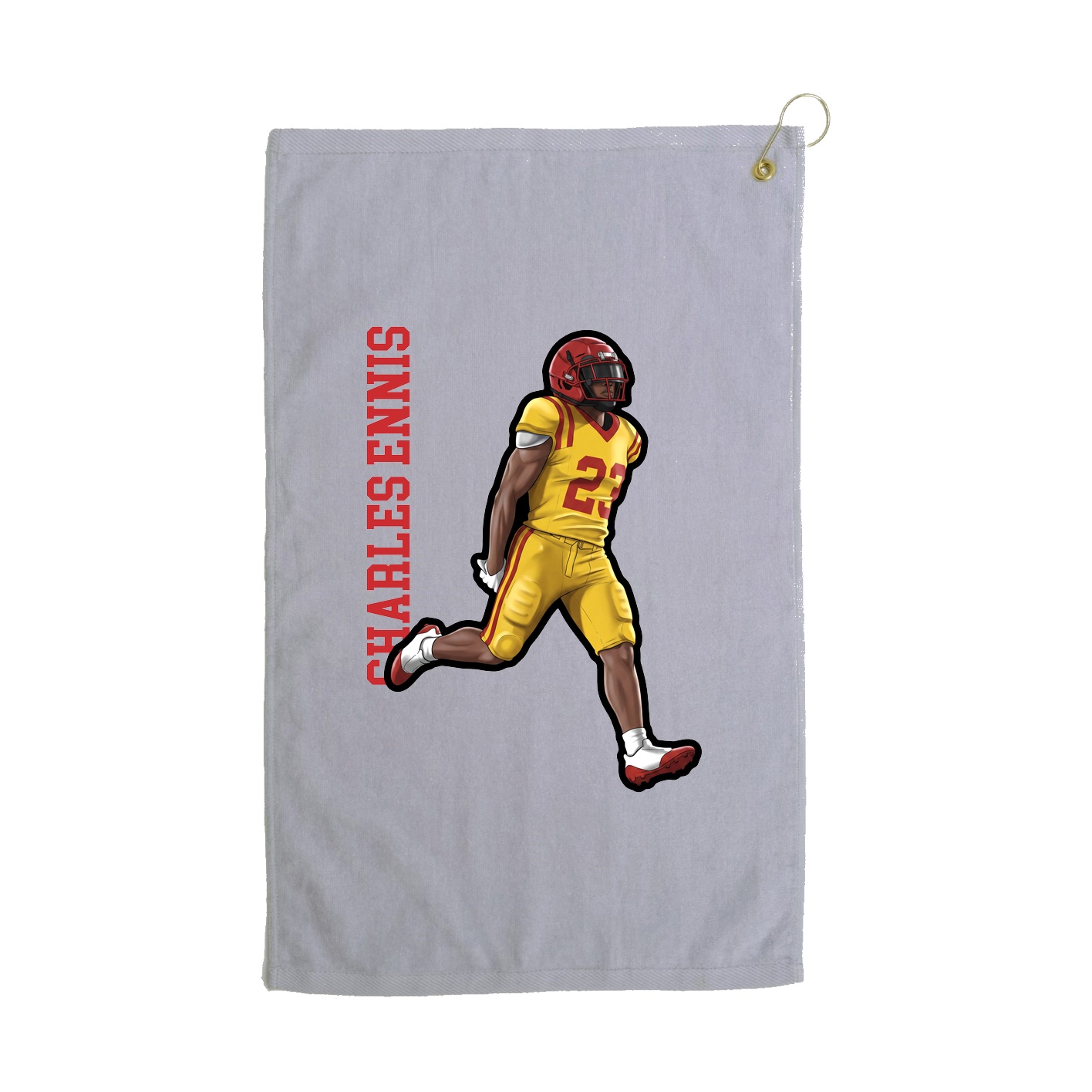 Golf Towel — Name Vertical in Grey