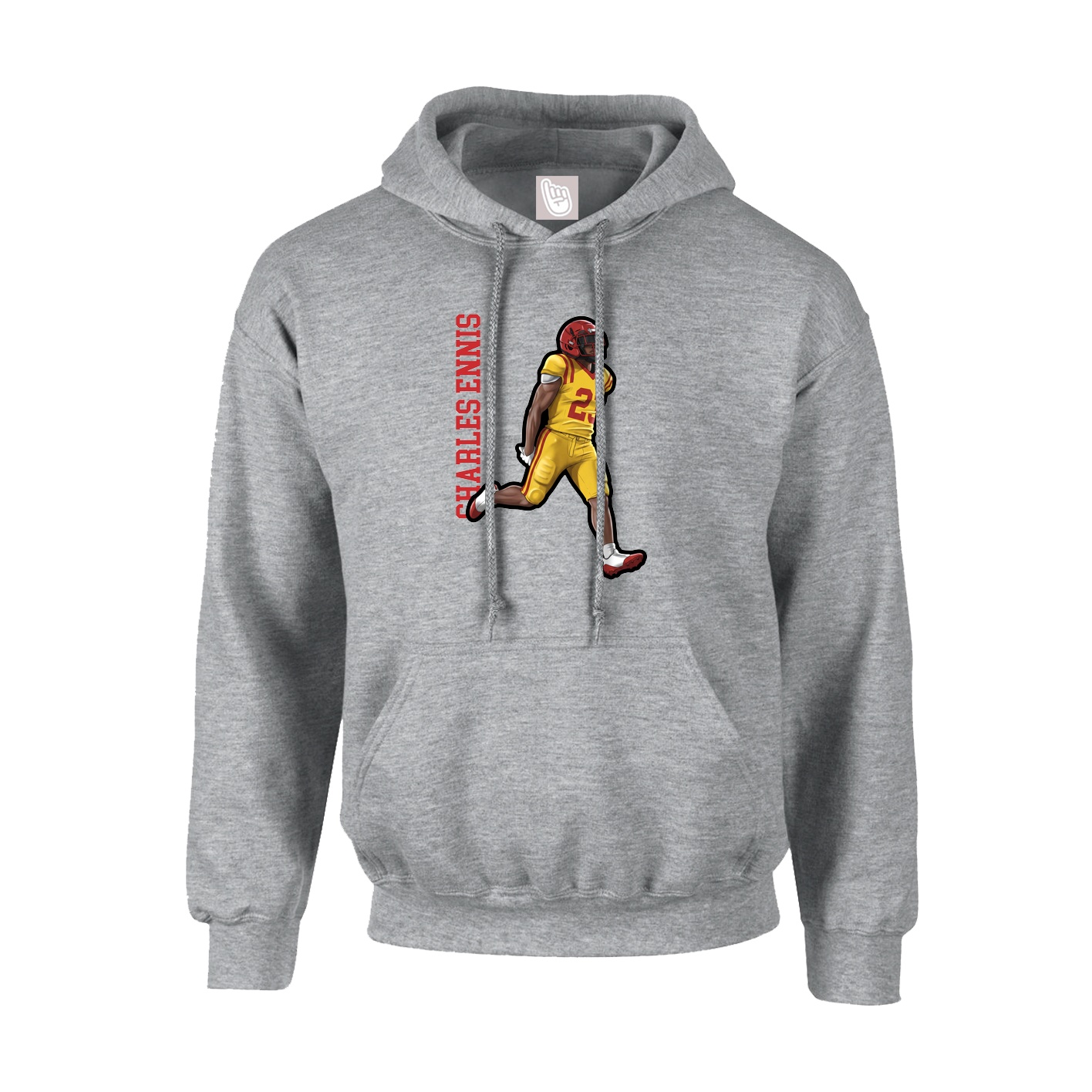 Youth Hoodie — Name Vertical in Grey