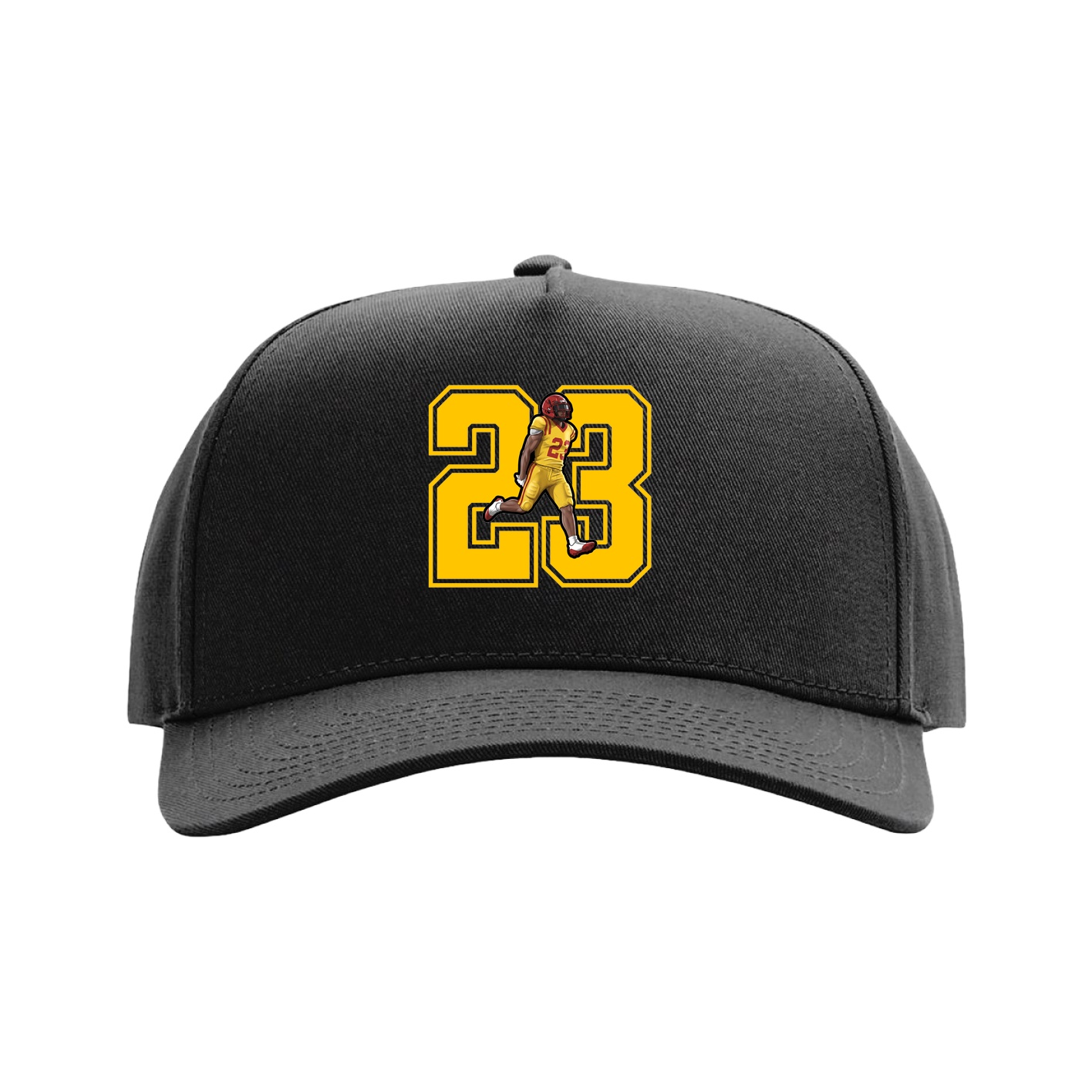 Full Fabric Five-Panel Champ Cap — Number in Black