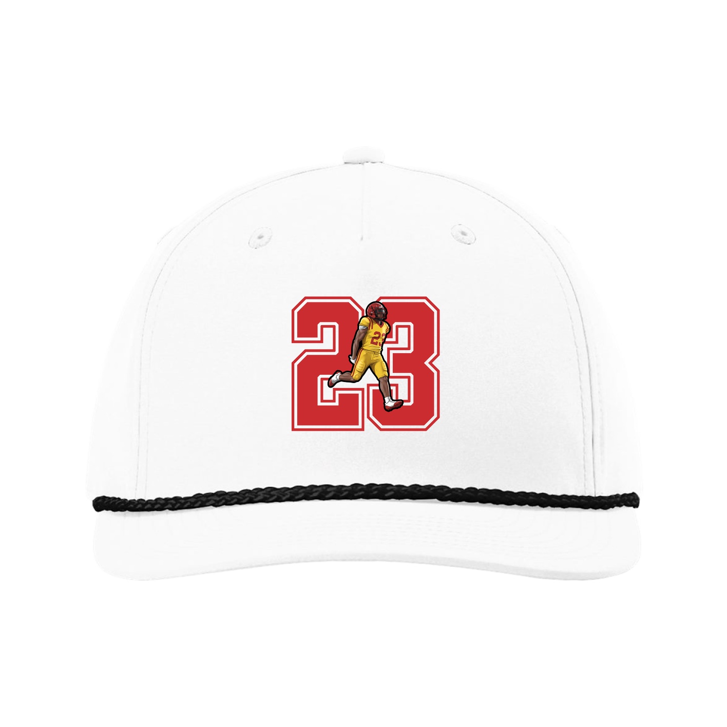 Five-Panel Classic Rope Cap — Number in White