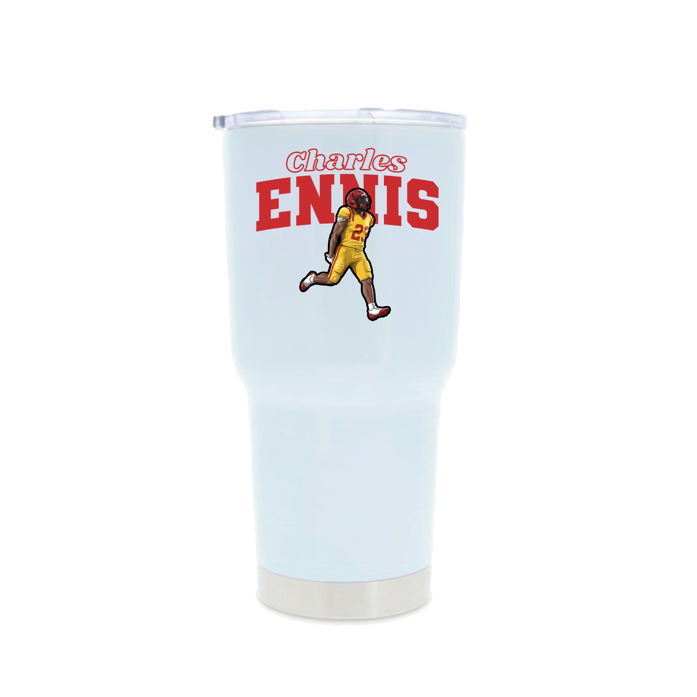 30oz Stainless Steel Tumbler — Name Arch in White
