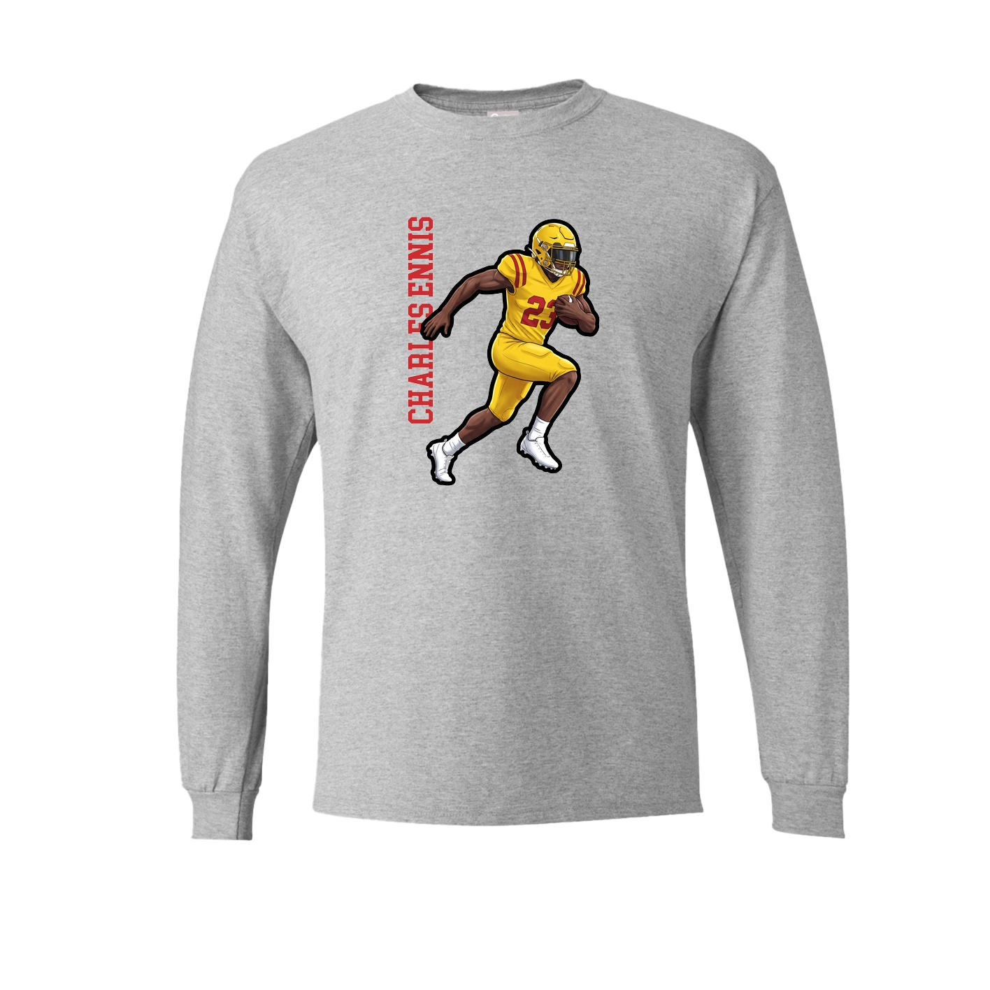 Long Sleeve Tee — Name Vertical in Grey