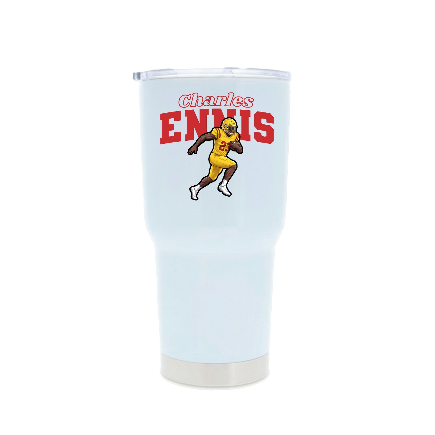 30oz Stainless Steel Tumbler — Name Arch in White