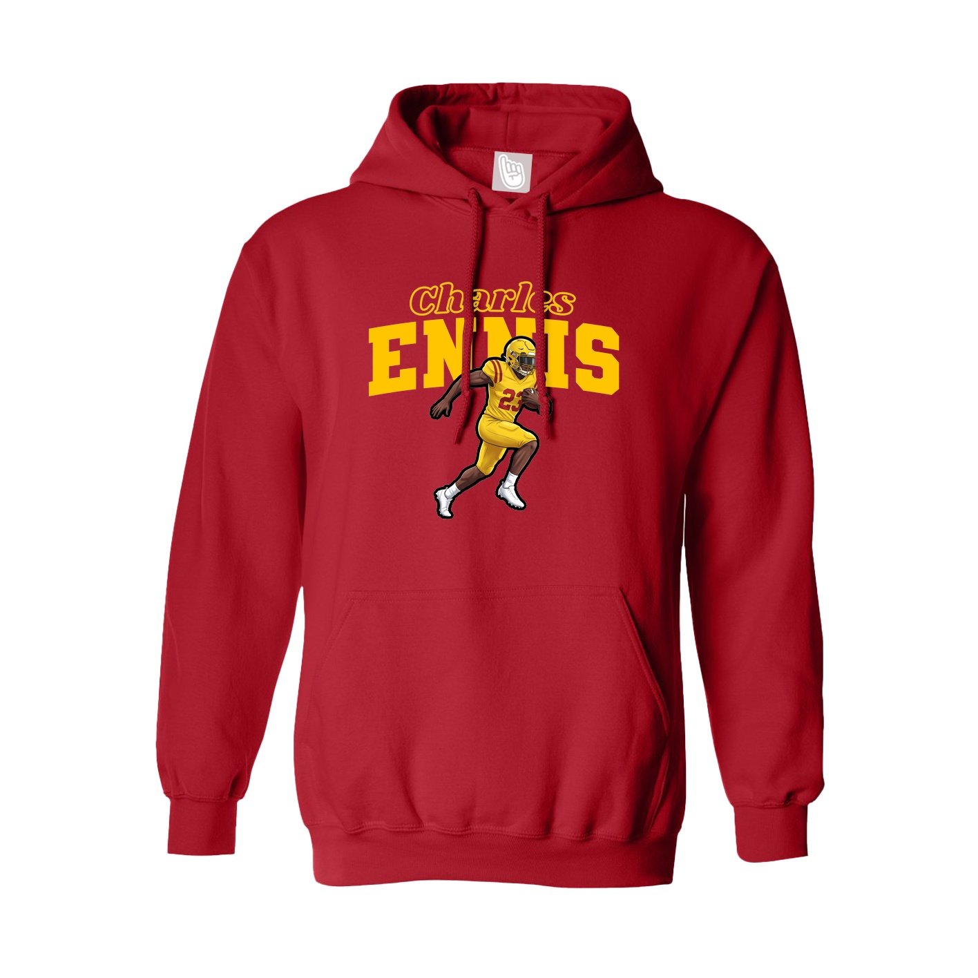 Youth Hoodie — Name Arch in Red