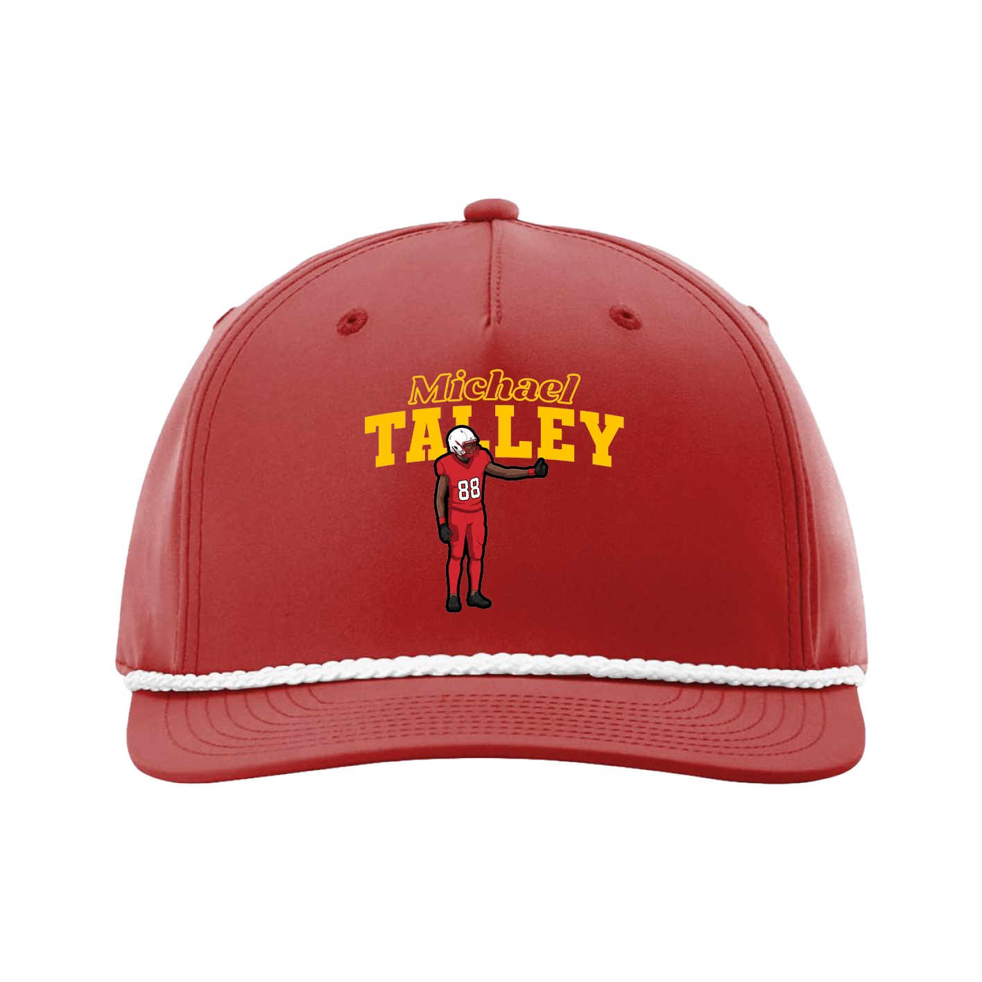 Five-Panel Classic Rope Cap — Name Arch in Red