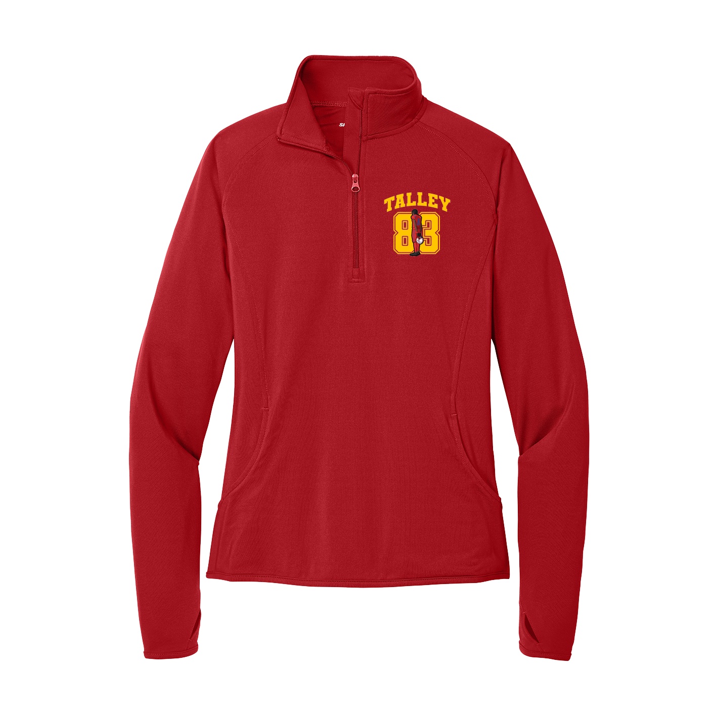 Women's Q-Zip Pullover — Number in Red